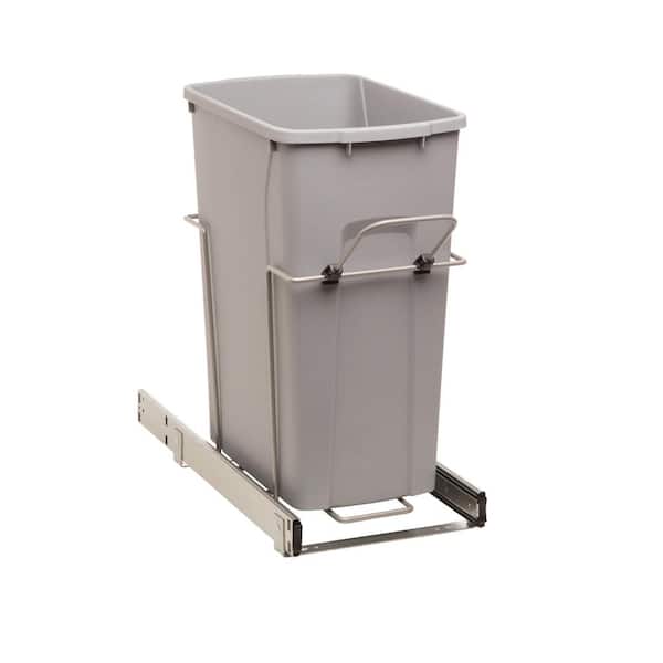 Simply Put Platinum Metal Single Pull-Out 35qt Waste Bin