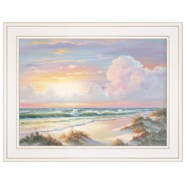 HomeRoots Charlie Golden Sunset on Crystal Cove 1-Piece Framed Wall Art 15 in. x 19 in.