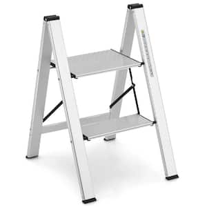 Folding Aluminum 2-Step Ladder with Non-Slip Pedal and Footpads,330 lbs. Load Capacity