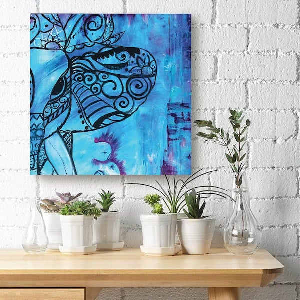 VENICE BEACH Collections Sunset on Ganesh Abstract Design by Sarah Wahl 1 Piece Unframed Canvas Drawing Print Abstract Print 14 in. x 14 in.