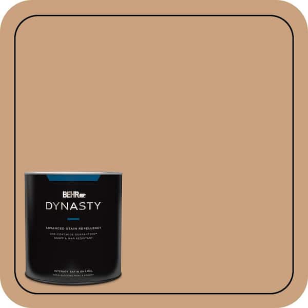 BEHR DYNASTY 1 qt. #270F-4 Peanut Butter One-Coat Hide Satin Enamel Interior Stain-Blocking Paint and Primer