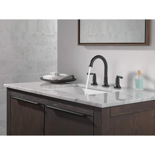 Saylor 8 in. Widespread Double Handle Bathroom Faucet in Matte Black