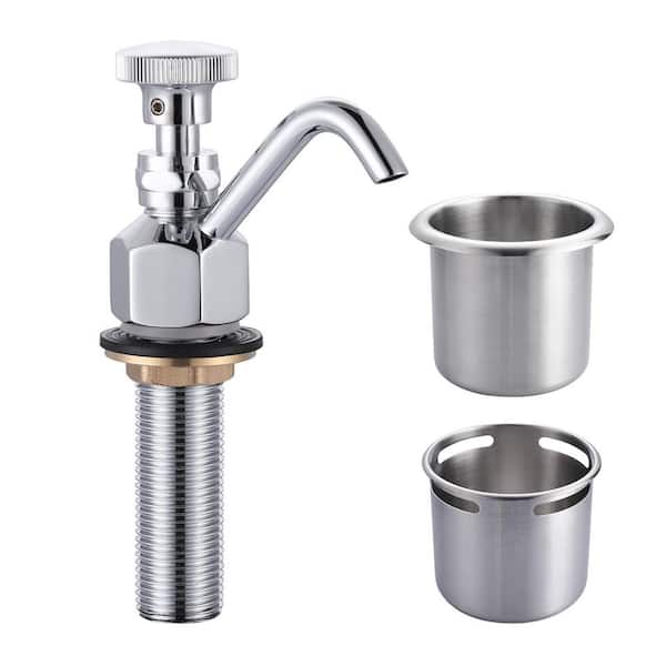 Single Handle Deck Mount Commercial Brass Dipper Well Faucet and Bowl Set, Standard Kitchen Faucet in Polished Chrome