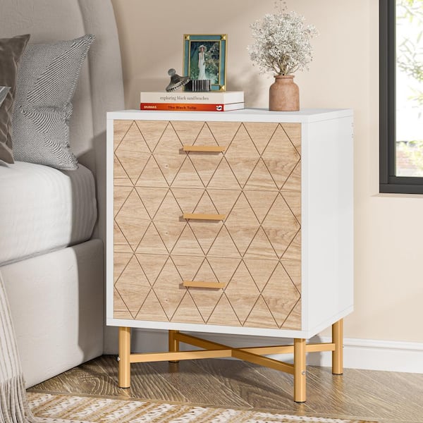 BYBLIGHT Fenley Yellow 3-Drawer 20 in. Width Nightstand, Modern Bedside Table for Living Room