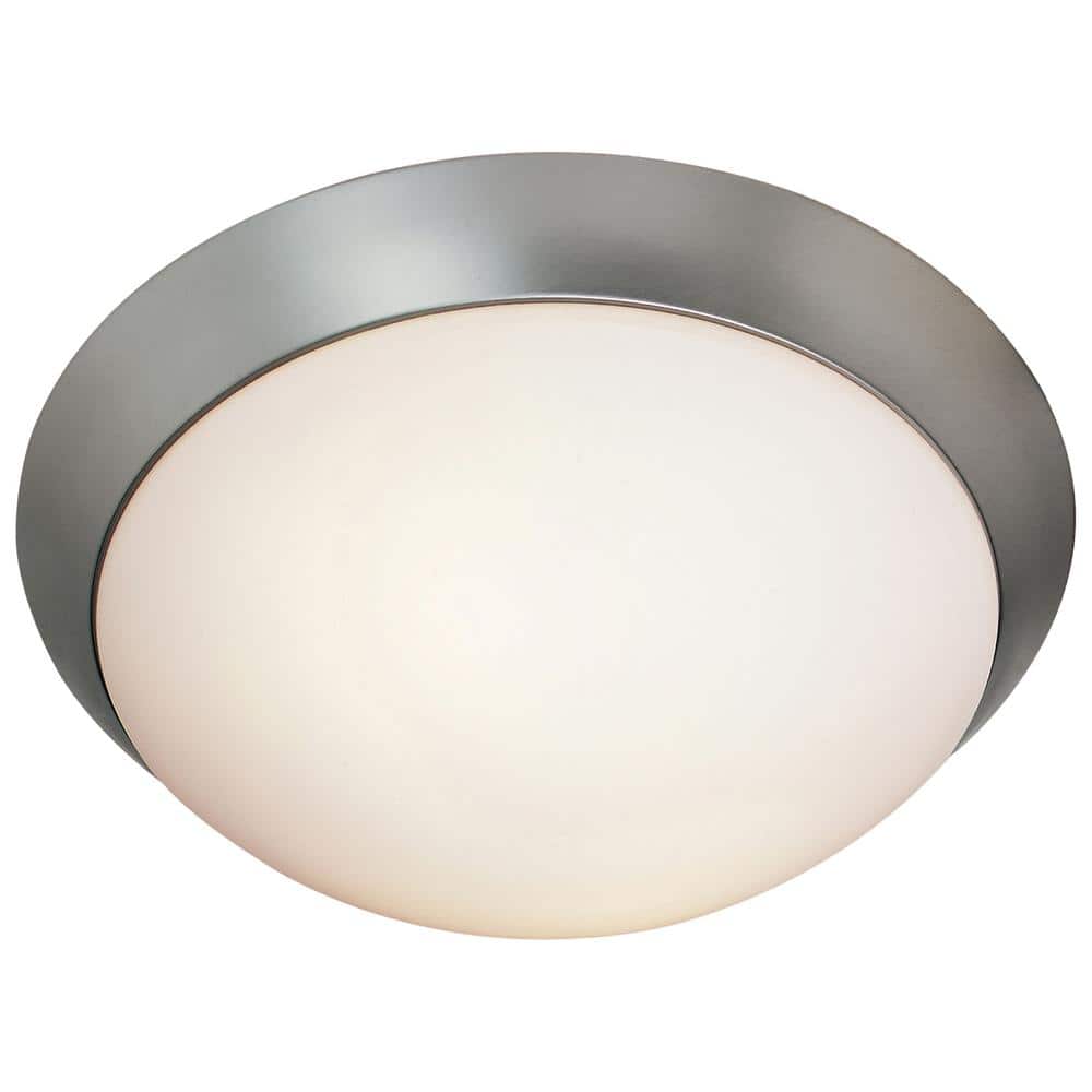 Cobalt 1-Light Brushed Steel Flush Mount with Opal Glass Shade