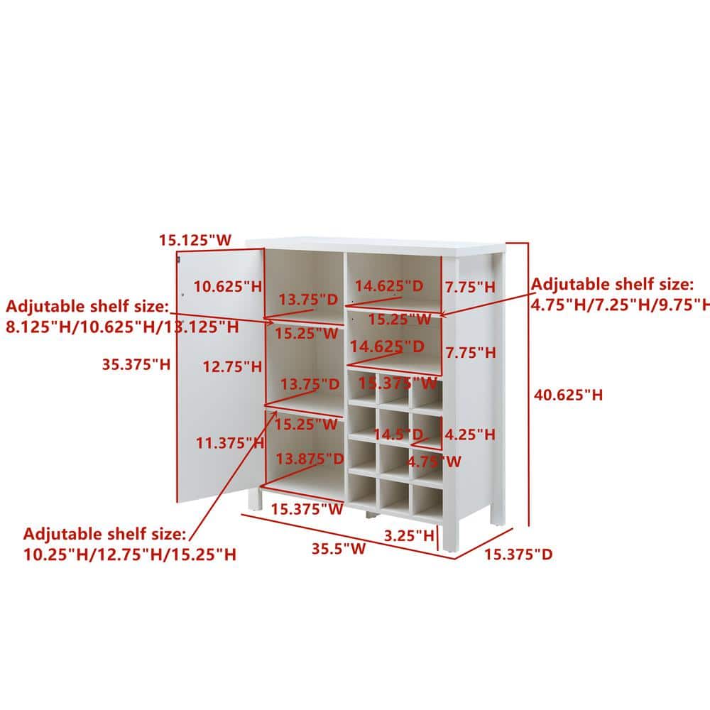 White Wood 36'' Farmhouse Wine Bar Cabinet