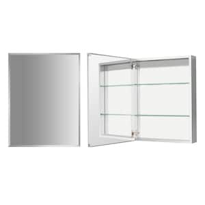 Recessed/Surface Mount 20in. W x 26 in. H Rectangular Aluminum Medicine Cabinet with Mirror and Adjustable Shelf
