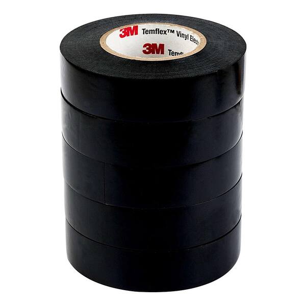 10 Pack 3M Temflex 1700 Black 3/4" x 60' General Use Vinyl Electrical Tape 