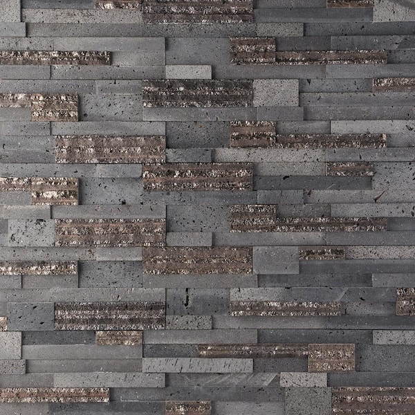 Ivy Hill Tile Cliffstone Steel Gray Ledger Panel 7.08 in. x 23.62 in. 10mm Matte Lava Stone Mosaic Tile (1.16 sq. ft.)