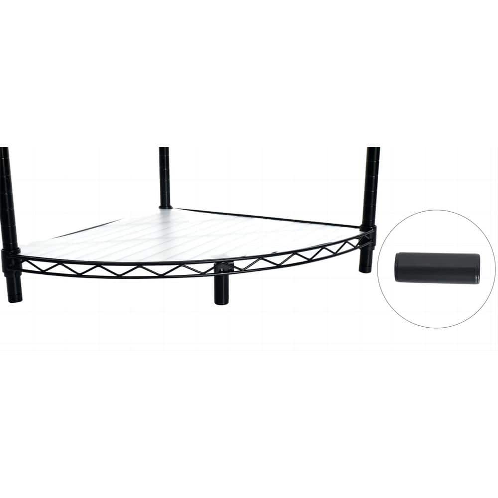 Black Adjustable 6-Tier Corner Wire Shelf Rack