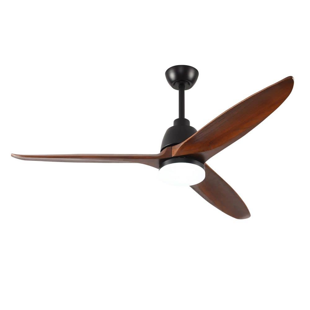 52 in. Modern Black Standard Ceiling Fan with LED Light, 3 Solid Wood Blades, Remote, Reversible DC Motor, Downrod Mount price history on PriceWatchPro