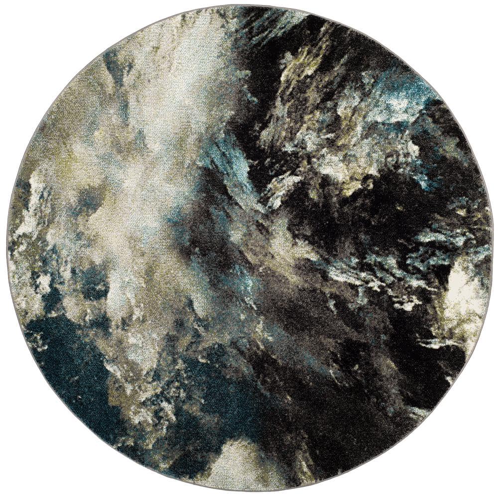 Glacier 9 ft. x 9 ft. Round Blue/Multi Abstract Area Rug price history on PriceWatchPro