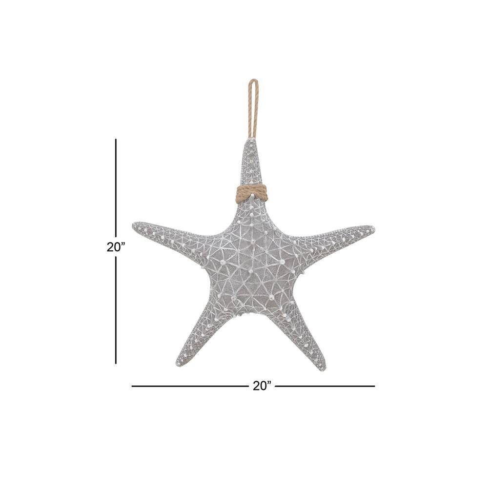 Gray Resin Starfish Wall Sculpture with Twisted Cord Accent