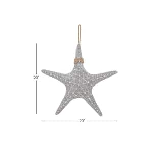 20 in. x  20 in. Polystone Gray Starfish Wall Decor with Hanging Rope
