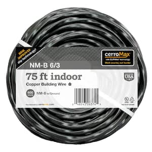 75 ft. 6/3 Black Stranded CerroMax SLiPWire Copper NM-B Wire