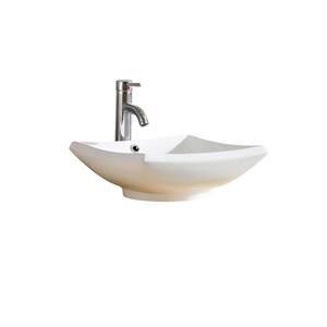 Modern White Vitreous China Square Vessel Sink