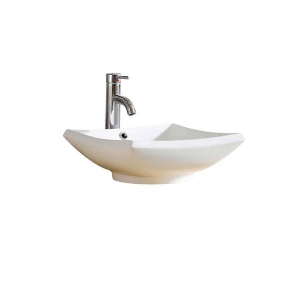 FINE FIXTURES Modern White Vitreous China Square Vessel Sink