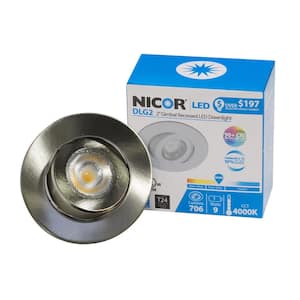 2 in. Nickel (3000K) LED Retrofit Recessed Gimbal Trim Kit, 92.4 CRI