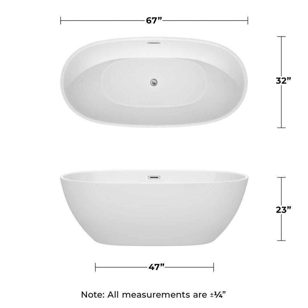 Juno 67'' White Acrylic Freestanding Soaking Bathtub