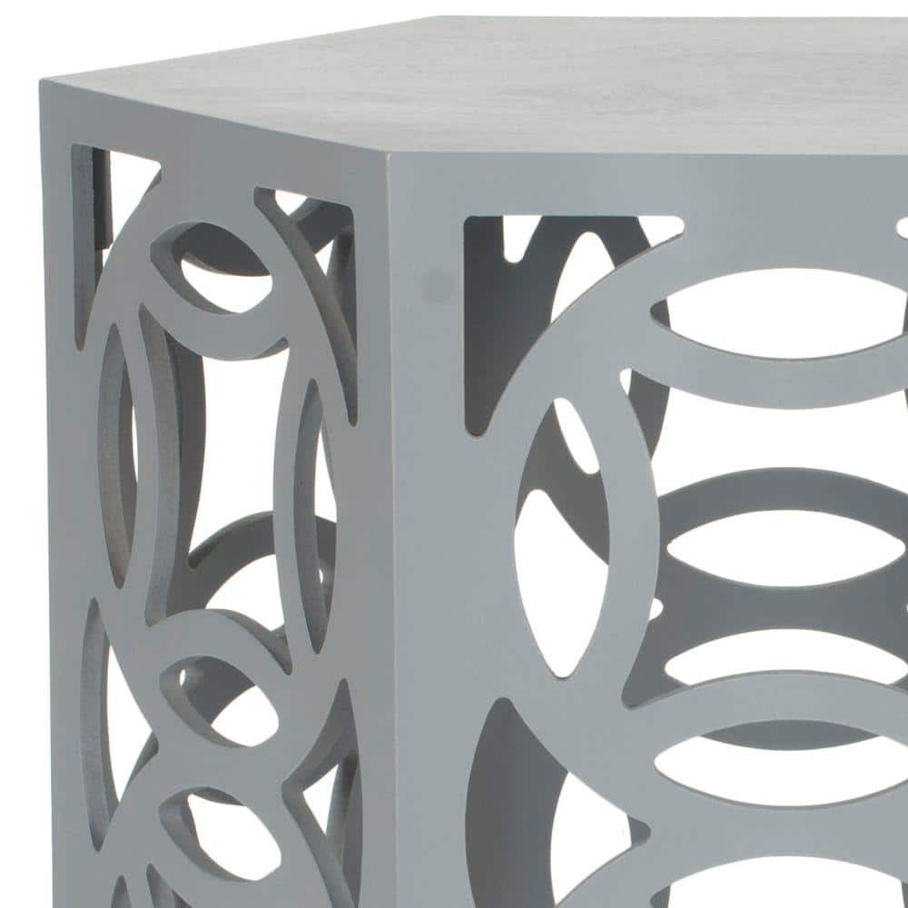 Transitional Hexagonal 23" Gray Wood Side Table