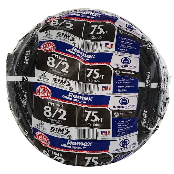 Southwire 75 Ft. 8/2 Stranded Romex SIMpull CU NM-B W/G Wire 28893624 ...