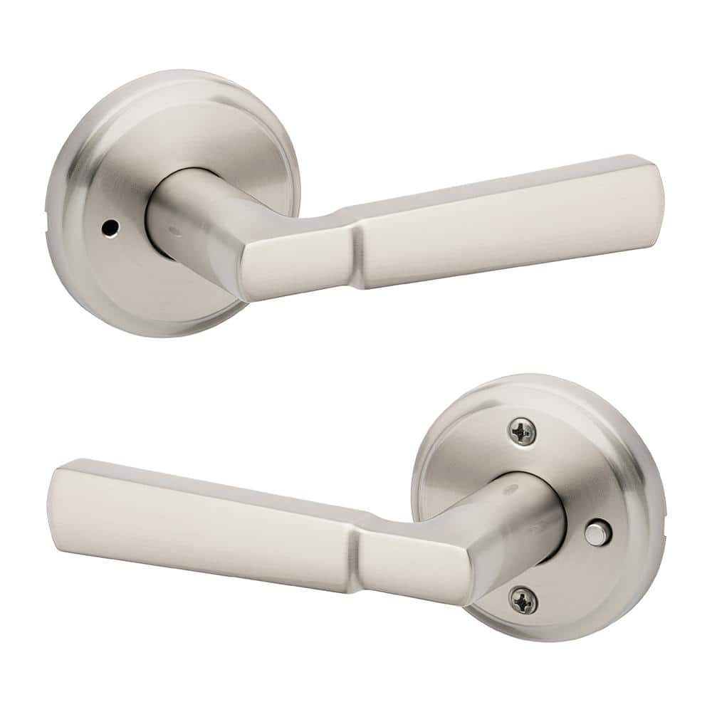 Kwikset Perth Satin Nickel Bedroom Bathroom Privacy Door Handle with