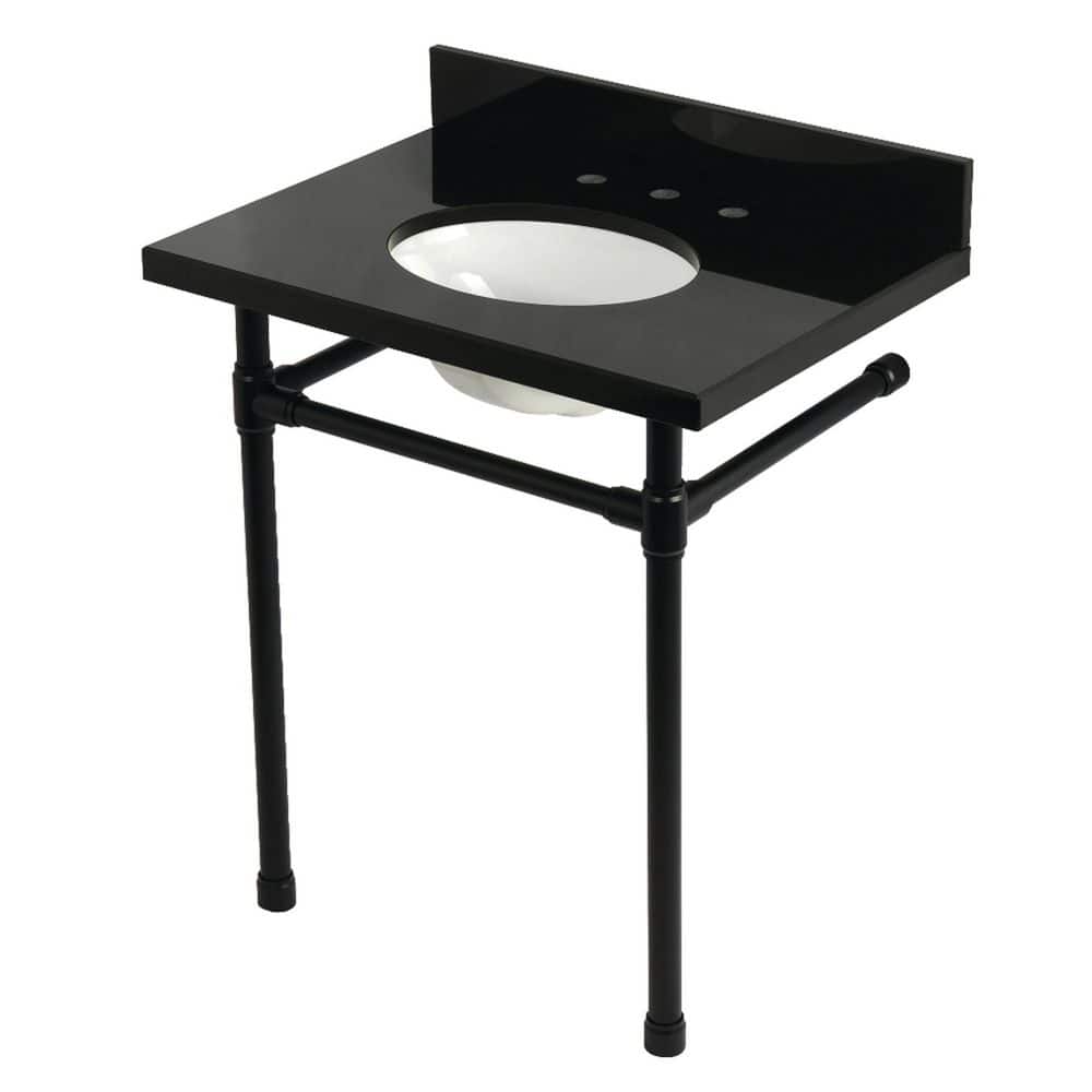 Dreyfuss 30 in. x 22 in. Console Sink Combo in Black Granite/Matte Black with Legs price history on PriceWatchPro