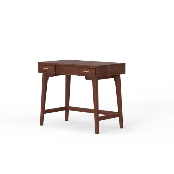 Alpine Furniture Gramercy 1-Piece Walnut Makeup Vanity with Drawers and Solid Wood