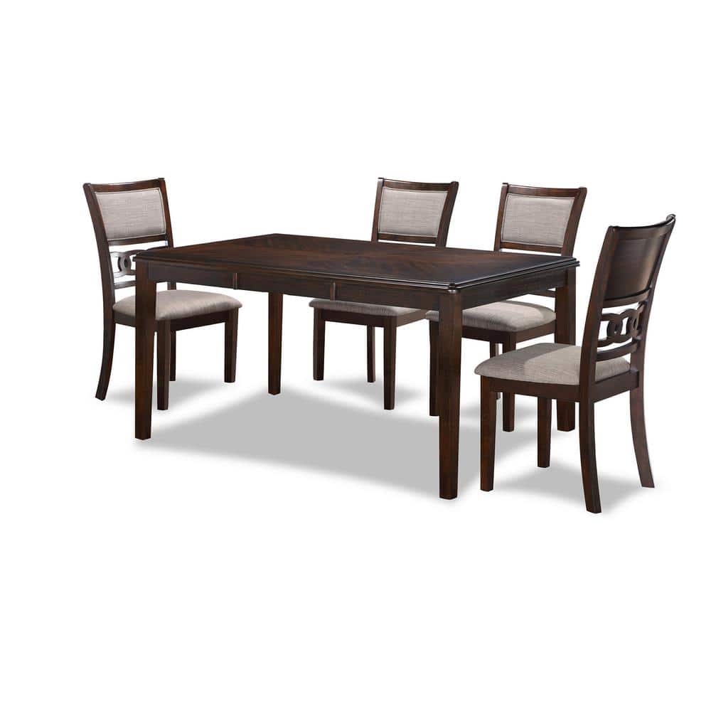 Gia 60" Brown Cherry Wood Dining Set with 4 Chairs