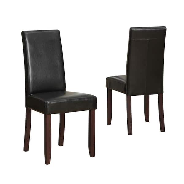 Simpli Home Acadian Transitional Parson, Black Leather Parsons Dining Room Chairs