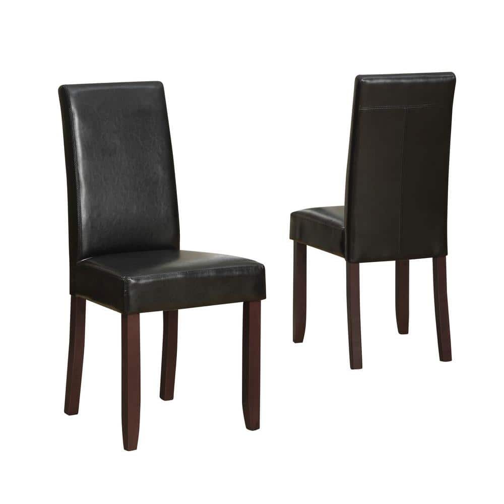 Acadian Midnight Black Faux Leather Upholstered Parsons Side Chair