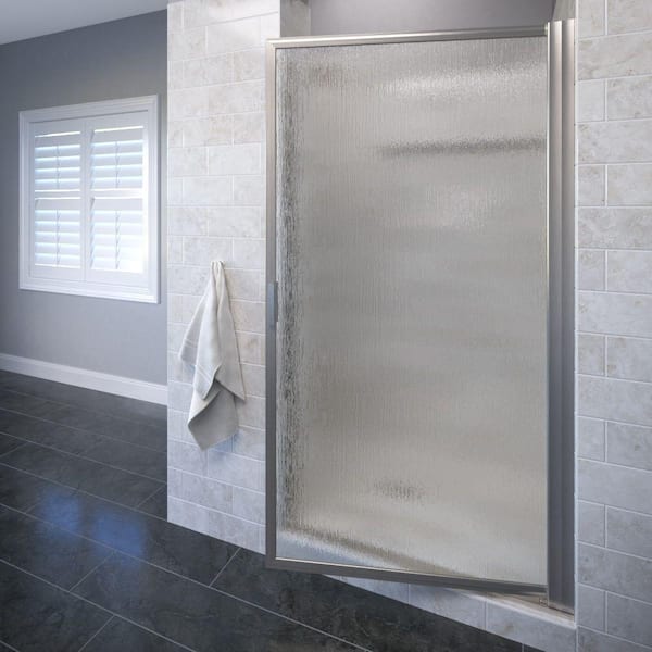 Basco Sopora 24-1/2 in. x 63-1/2 in. Framed Pivot Shower Door in Brushed Nickel