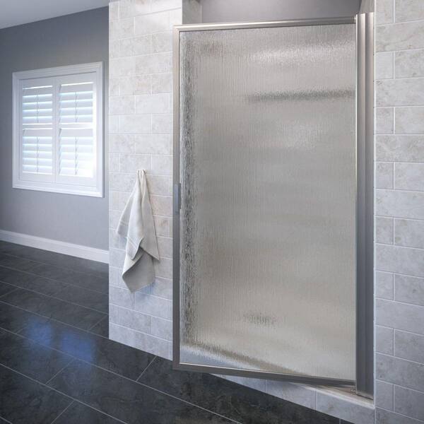 Basco Sopora 29 in. x 63-1/2 in. Framed Pivot Shower Door in Brushed Nickel