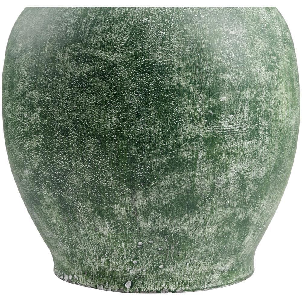Green Concrete Table Lamp with Beige Linen Shade