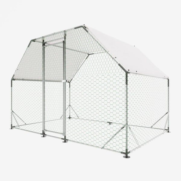 Miscool Anky 77.52 in. H x 77.52 in. W x 119.28 in. D Iron Poultry Fencing, Large Chicken Coop Poultry Cage in Silver
