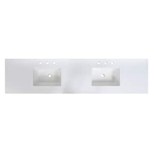 Caorle 84 in. W x 22 in. D Engineered Stone Composite White Rectangular Double Sink Bath Vanity Top in Snow White