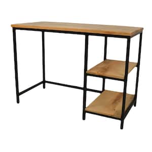 42 in. Rectangular Natural/Black Writing Desks with Solid Wood Top