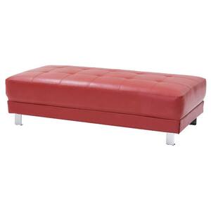 Riveredge Red Faux Leather Upholstered Ottoman