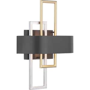 Adagio Collection 11 in. 2-Light Black and Gold Modern Wall Sconce for Hallways and Dining Rooms