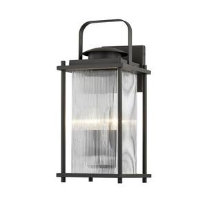 James Bay 3-Light Bronze Wall Sconce with Clear Ribbed Glass Shade