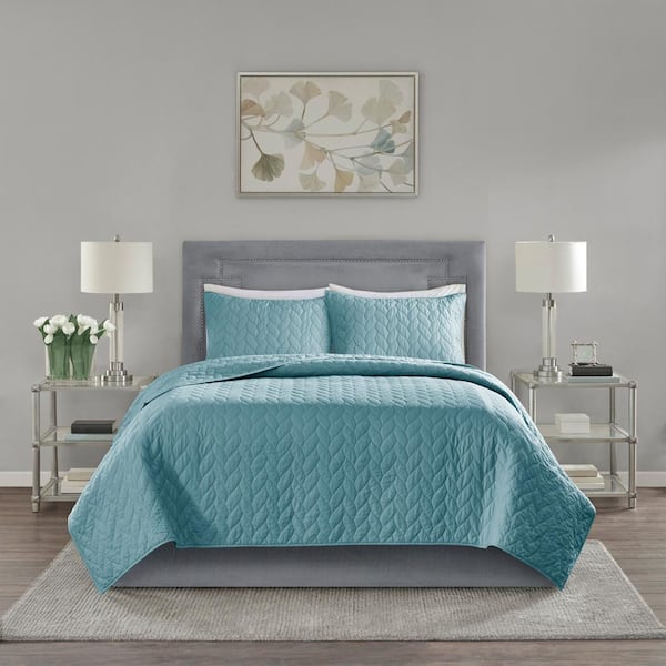 Madison Park Addie 3 Piece Teal King Cal King Reversible Coverlet Set Mp13 6857 The Home Depot