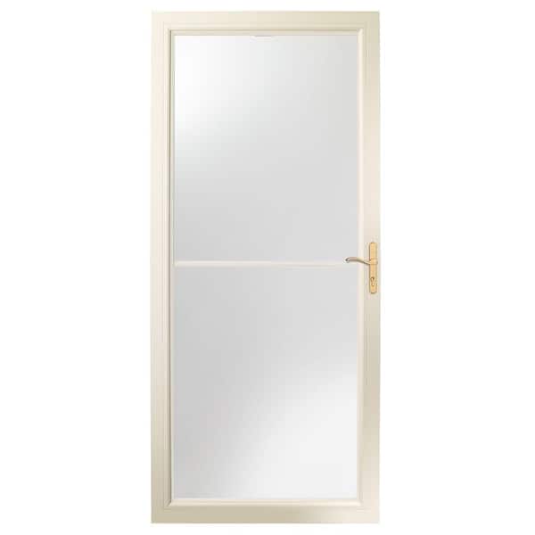 Andersen 2000 Series 36 in. x 80 in. Almond Universal Full View Retractable Aluminum Storm Door with Brass Hardware