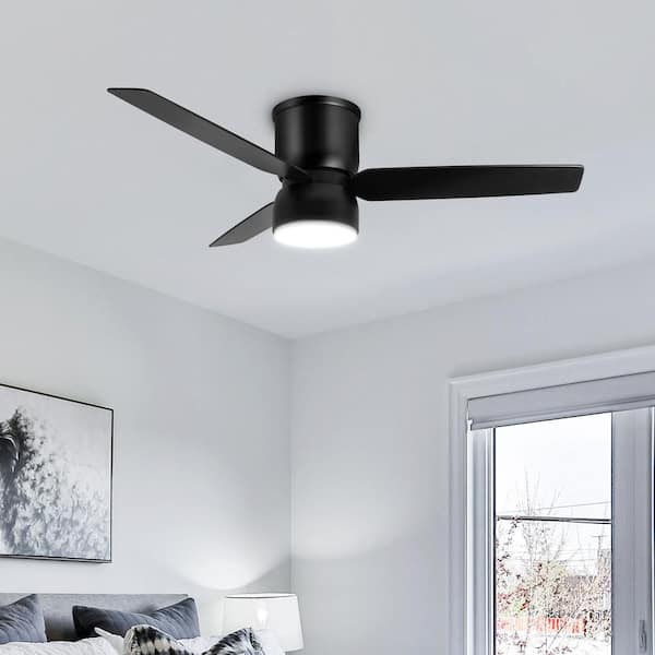 Ossa 52 in. Integrated LED Indoor Matte Black Smart Ceiling Fan with Remote Control and CCT Powered by Hubspace