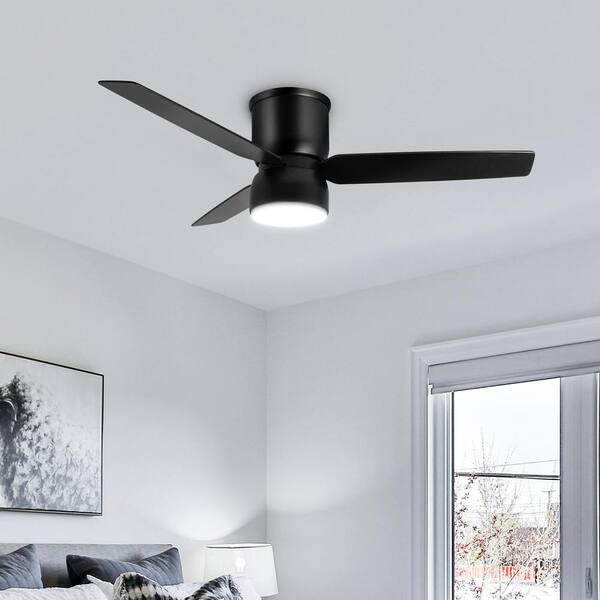 Ossa 52 in. Integrated LED Indoor Matte Black Smart Ceiling Fan with Remote Control and CCT Powered by Hubspace