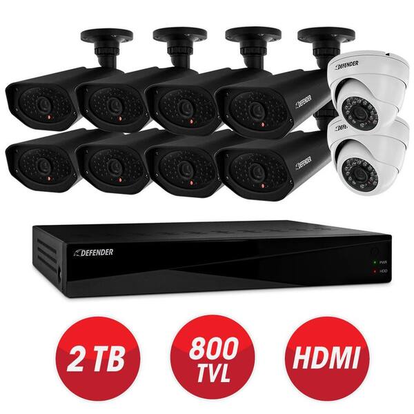 Defender Connected Pro 16-Channel 960H 2TB Surveillance System with (10) 800TVL Camera