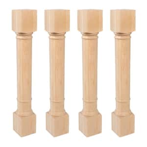 35.25 in. x 5 in. Unfinished Solid North American Hard Maple Traditional Full Round Kitchen Island Leg (4-Pack)