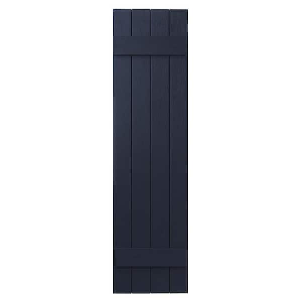 Ply Gem 15 in. x 51 in. Polypropylene 4-Board Closed Board and Batten Shutters Pair in Dark Navy