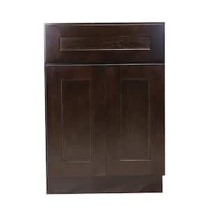 Brookings Plywood Ready to Assemble Shaker 24x34.5x24 in. 2-Door 1-Drawer Base Kitchen Cabinet in Espresso