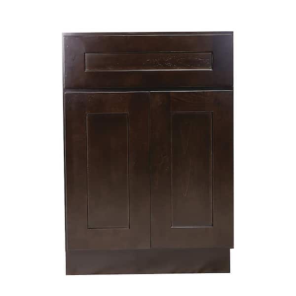 Design House Brookings Plywood Ready to Assemble Shaker 24x34.5x24 in. 2-Door 1-Drawer Base Kitchen Cabinet in Espresso