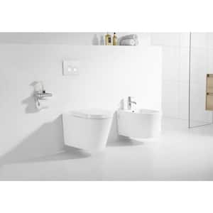 Wall Hung Toilet Bowl Only 0.8/1.28 GPF Dual Flush Round in White, Seat Included